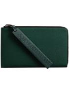 Burberry Two-tone Grainy Leather Travel Wallet - Green