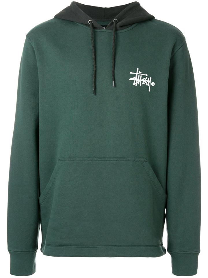Stussy Contrast Logo Hoodie - Green