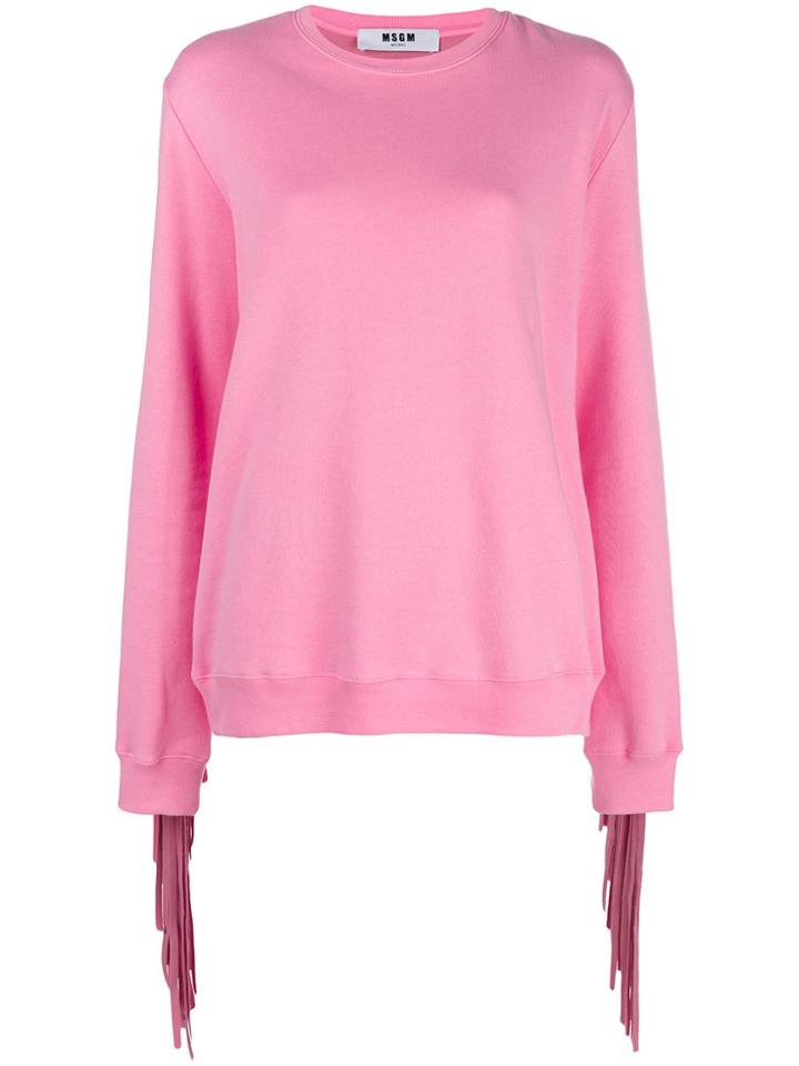 Msgm Fringe Logo Sweatshirt - Pink & Purple