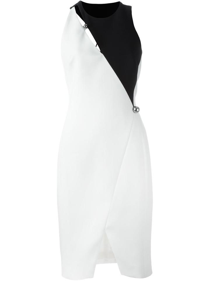 Mugler Backless Colour Block Dress, Women's, Size: 36, Black, Polyurethane/acetate/viscose