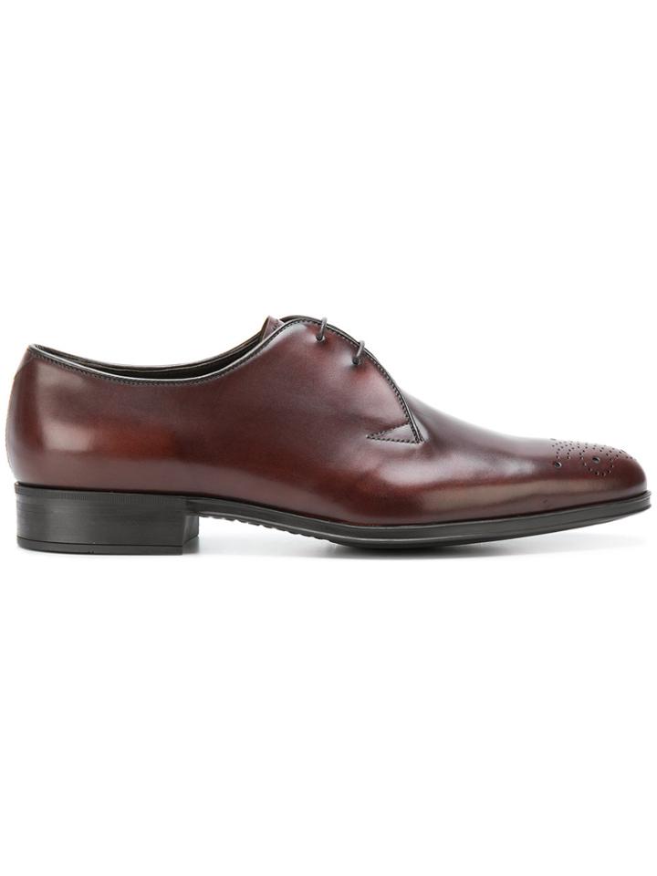 Prada Elongated Toe Oxfords - Brown