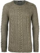 Roberto Collina Cable Knit Jumper, Men's, Size: 50, Green, Silk/merino