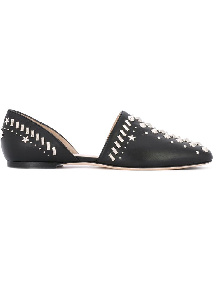 Jimmy Choo 'globe' Studded D'orsay Flats - Black