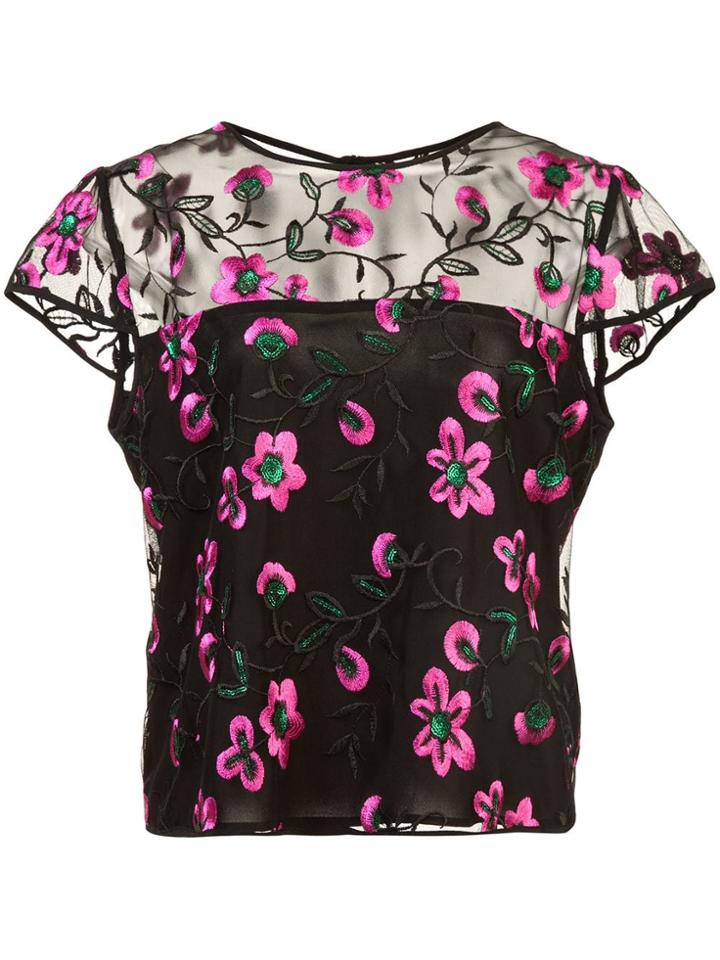 Milly Sheer Floral Blouse - Black