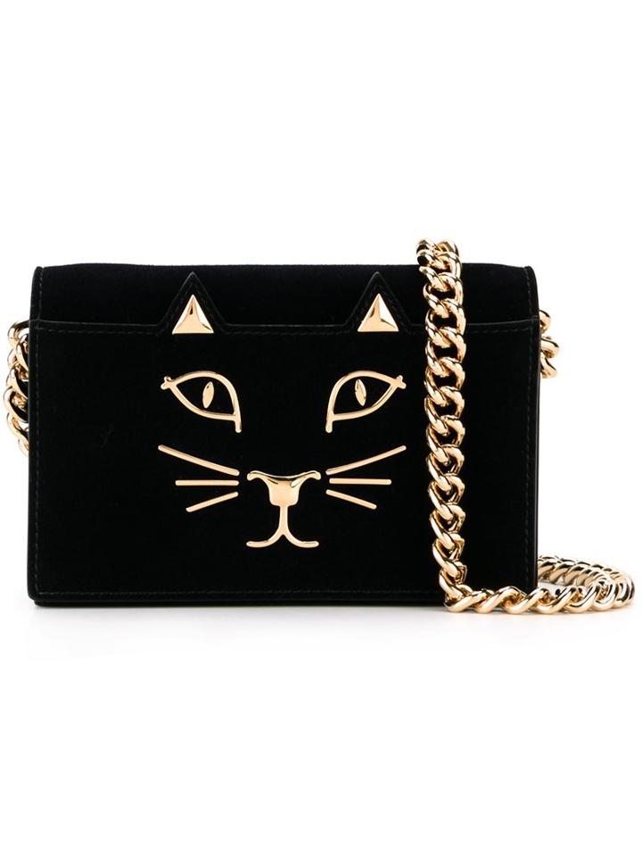 Charlotte Olympia 'feline' Shoulder Bag, Women's, Black, Metal/velvet