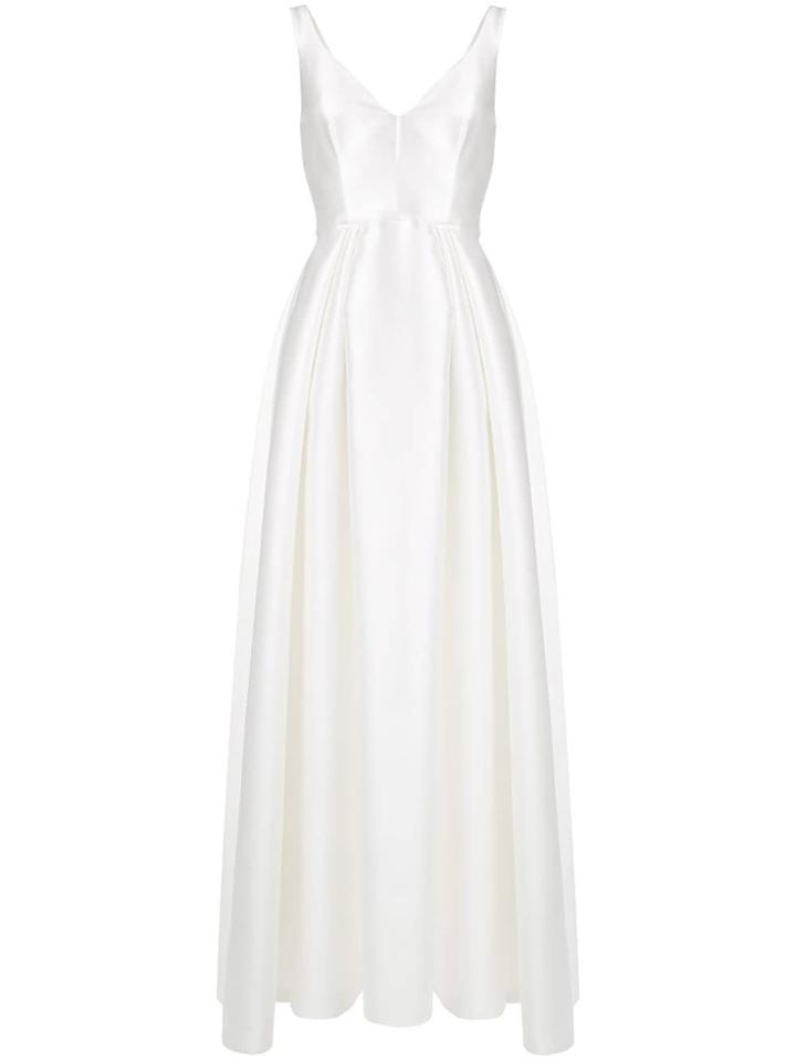 Alberta Ferretti V-neck Sleeveless Gown - White