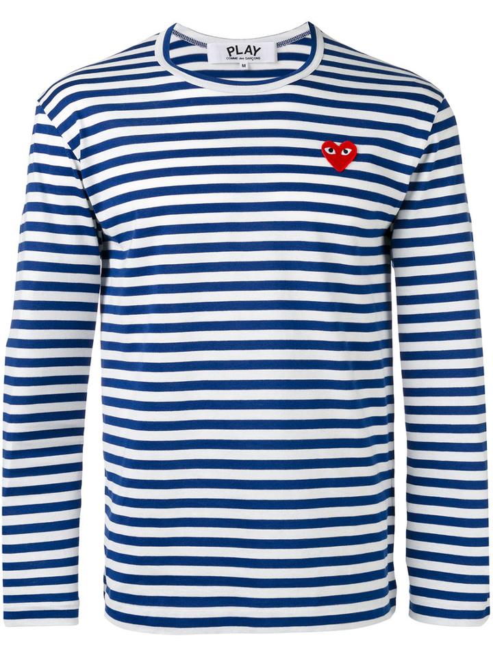 Comme Des Garçons Play - Striped Top - Men - Cotton - Xl, Blue, Cotton