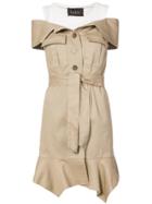 Nicole Miller Off-the-shoulder Button Dress - Brown