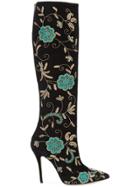 Oscar De La Renta Epresi Floral Embroidered Knee Boots - Black