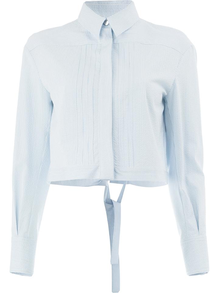 Maison Ullens Cropped Tie-back Shirt - Blue