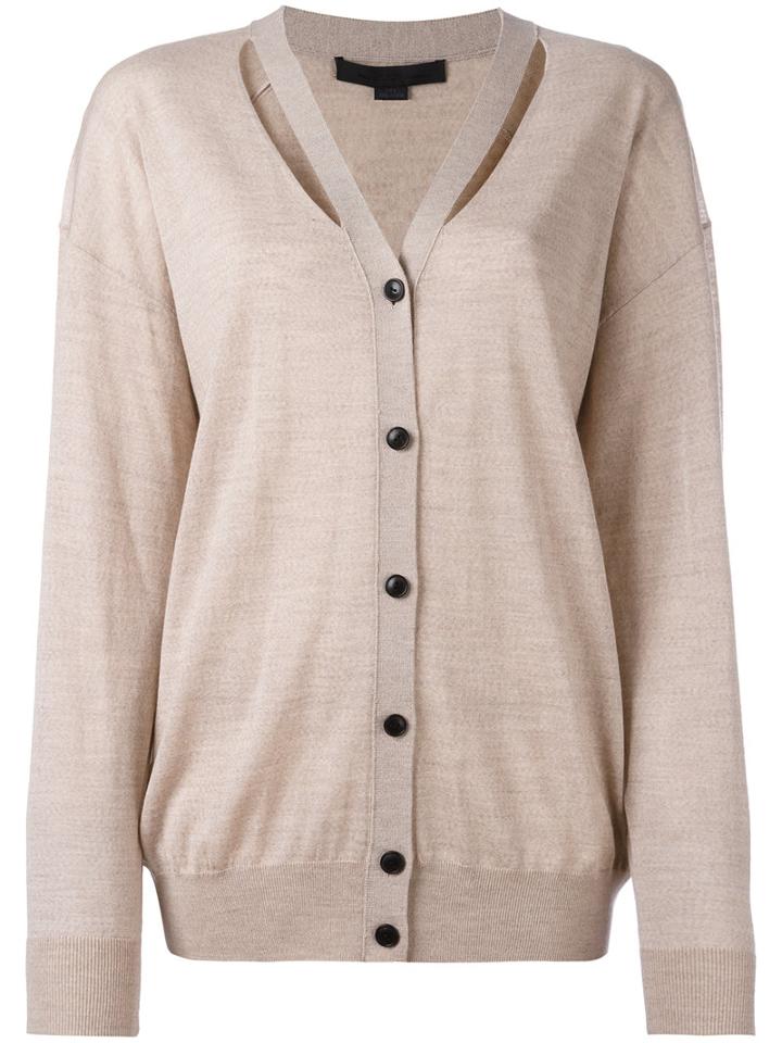 Alexander Wang Cut-out Detail Knitted Cardigan, Women's, Size: Small, Nude/neutrals, Wool