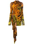 Halpern Printed Draped Mini Dress - Brown