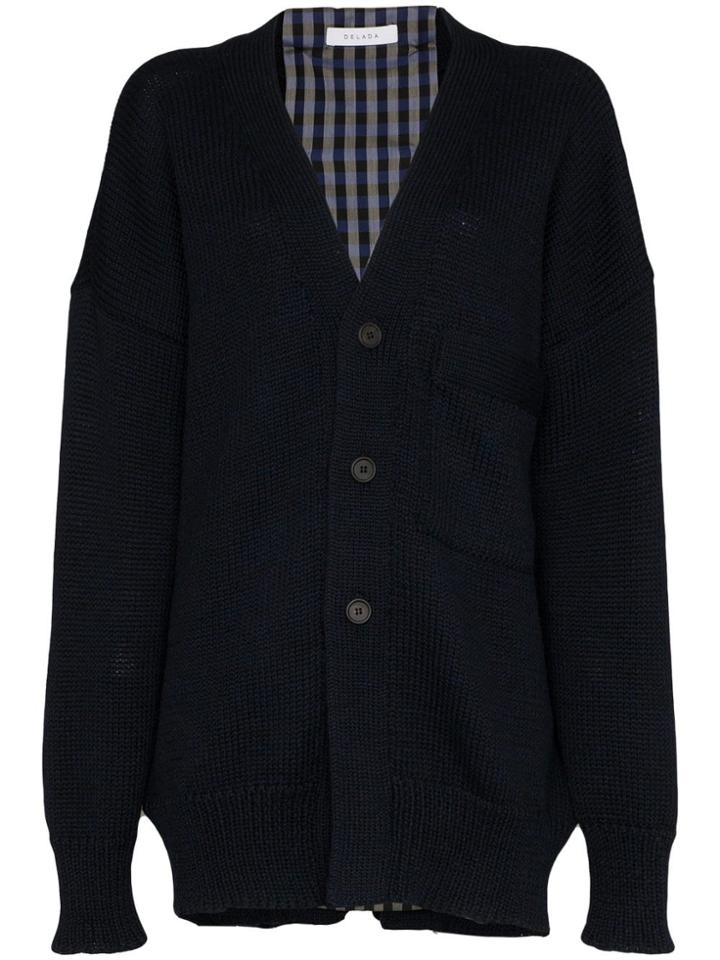 Delada Long Sleeve Knitted Wool-blend Cardigan - Blue