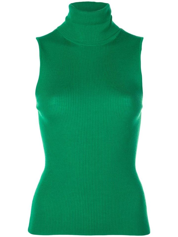 Alice+olivia Ribbed Turtleneck Top - Green