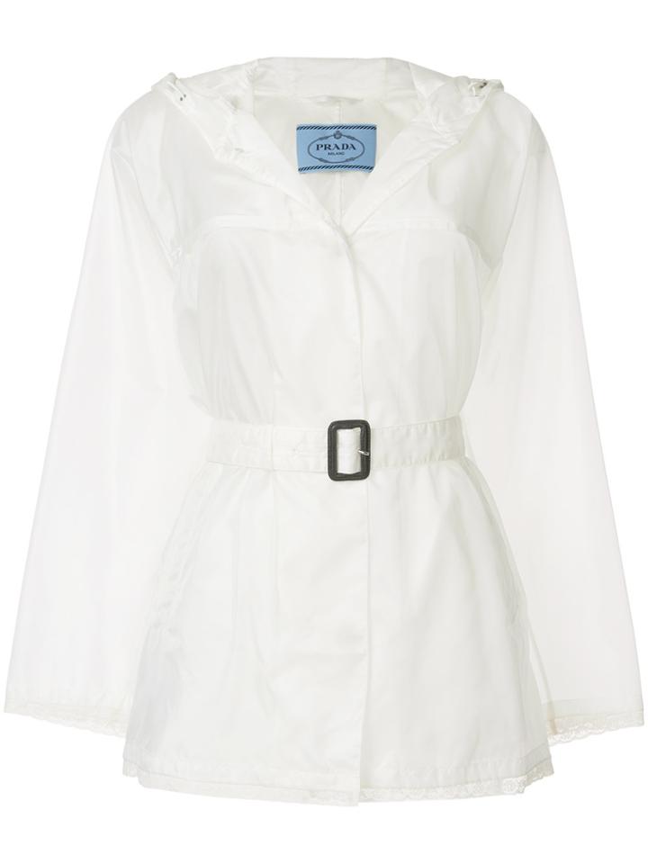 Prada Belted Lightweight Jacket - White