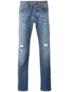 Eleventy Ripped Straight Jeans, Men's, Size: 36, Blue, Cotton/spandex/elastane