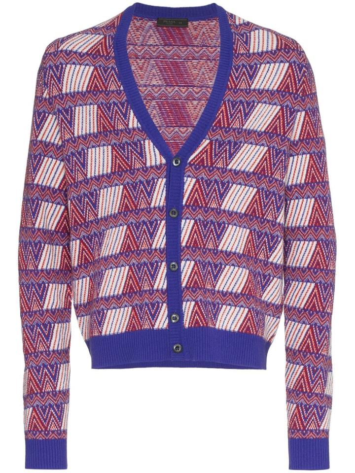 Prada Cashmere Blend Patterned Cardigan - Unavailable