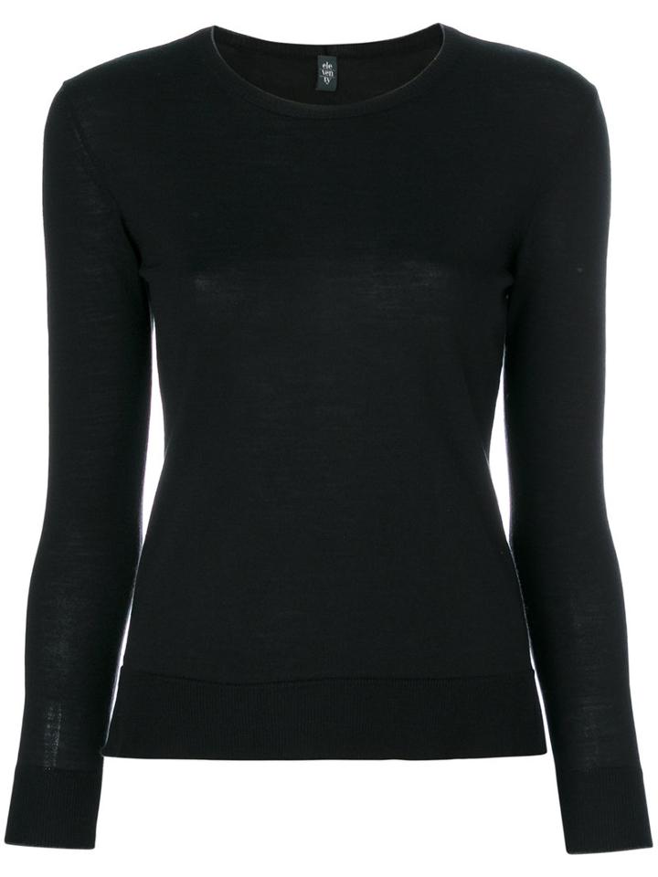 Eleventy - Slit Details Jumper - Women - Silk/merino - Xs, Black, Silk/merino