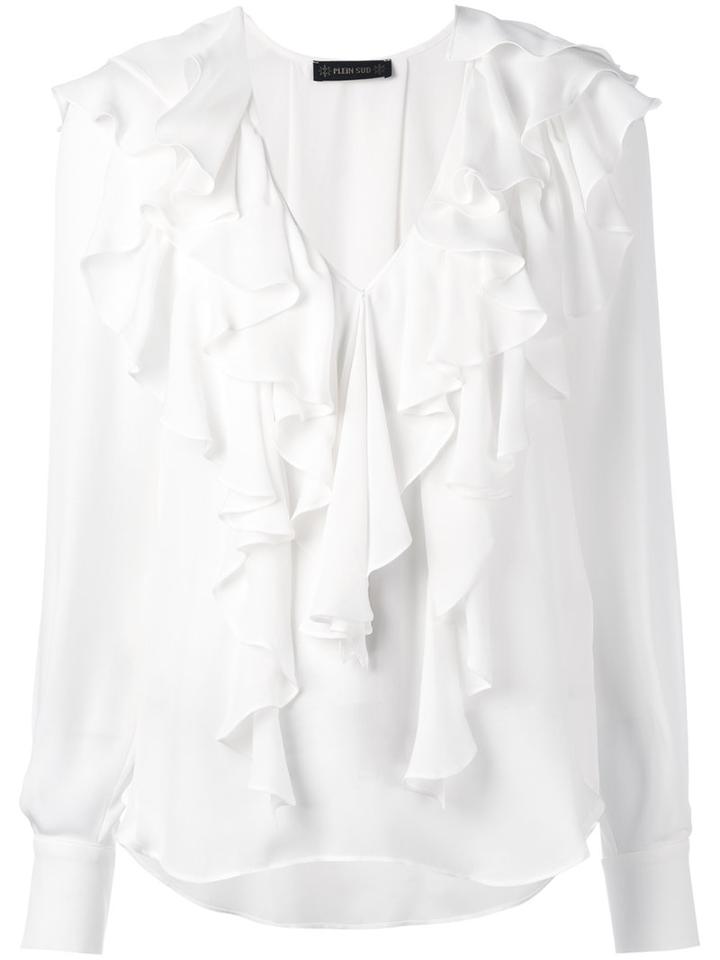 Plein Sud - Ruffle Blouse - Women - Silk - 40, Women's, White, Silk