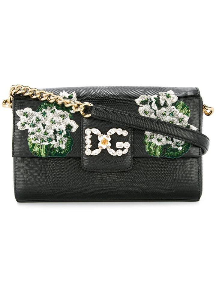 Dolce & Gabbana White Geranium Embroidered Dg Millennials Shoulder Bag