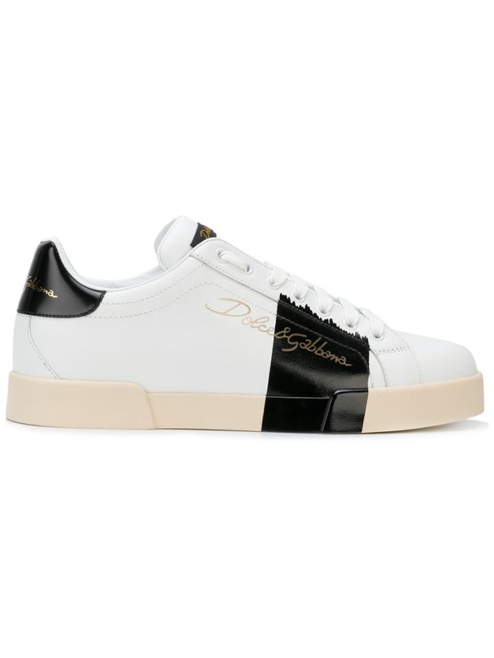 Dolce & Gabbana Paint Stripe Low Top Sneakers - White