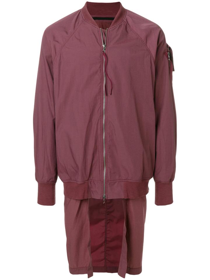 Julius High Low Bomber Jacket - Red