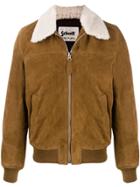 Schott Oversized Collar Zip-front Jacket - Brown