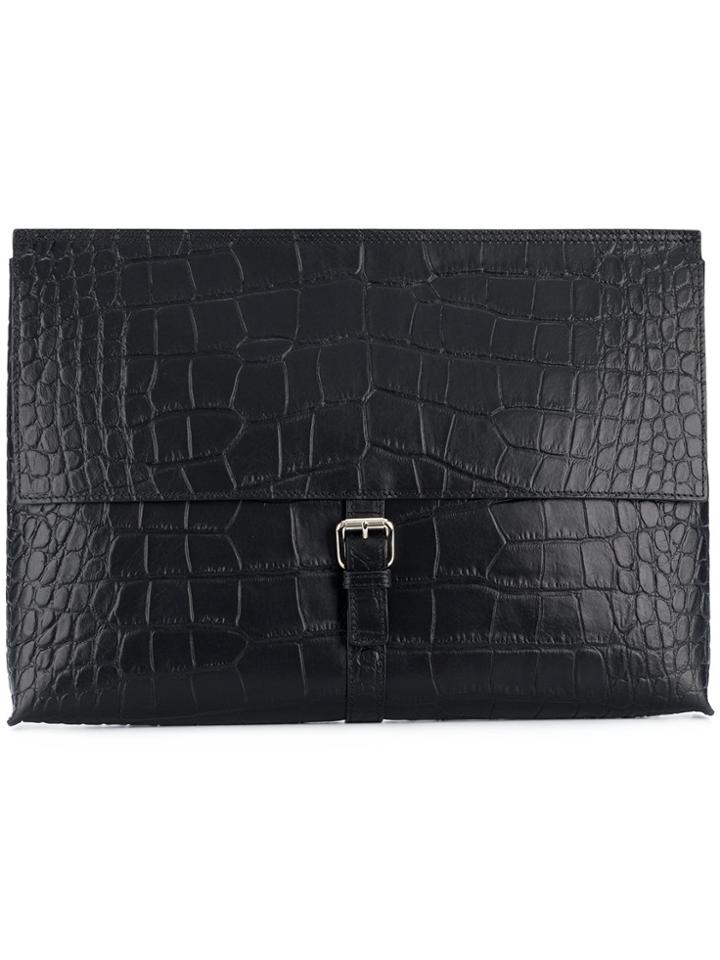 Orciani Foldover Buckle Pouch - Black