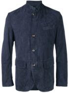 Eleventy Single Breasted High Neck Blazer - Blue