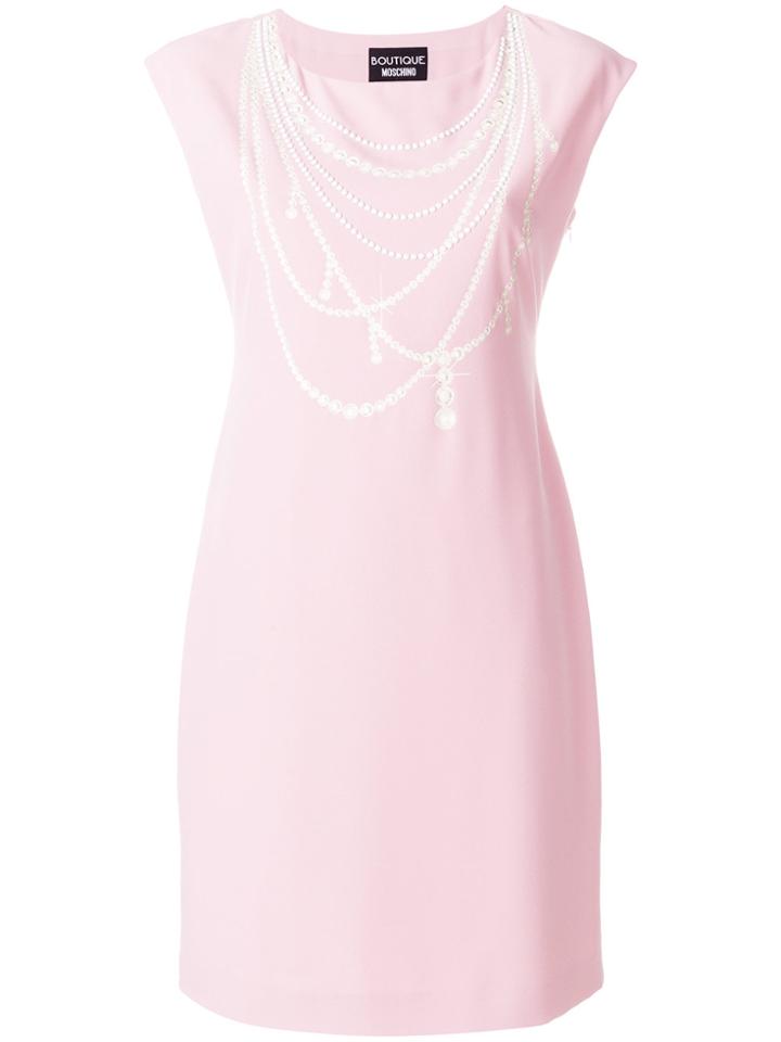 Boutique Moschino Pearl Necklace Dress - Pink & Purple