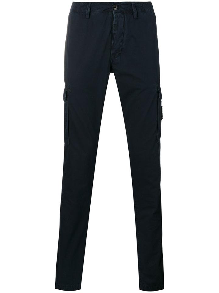 Stone Island Cargo Pocket Trousers, Men's, Size: 34, Blue, Cotton
