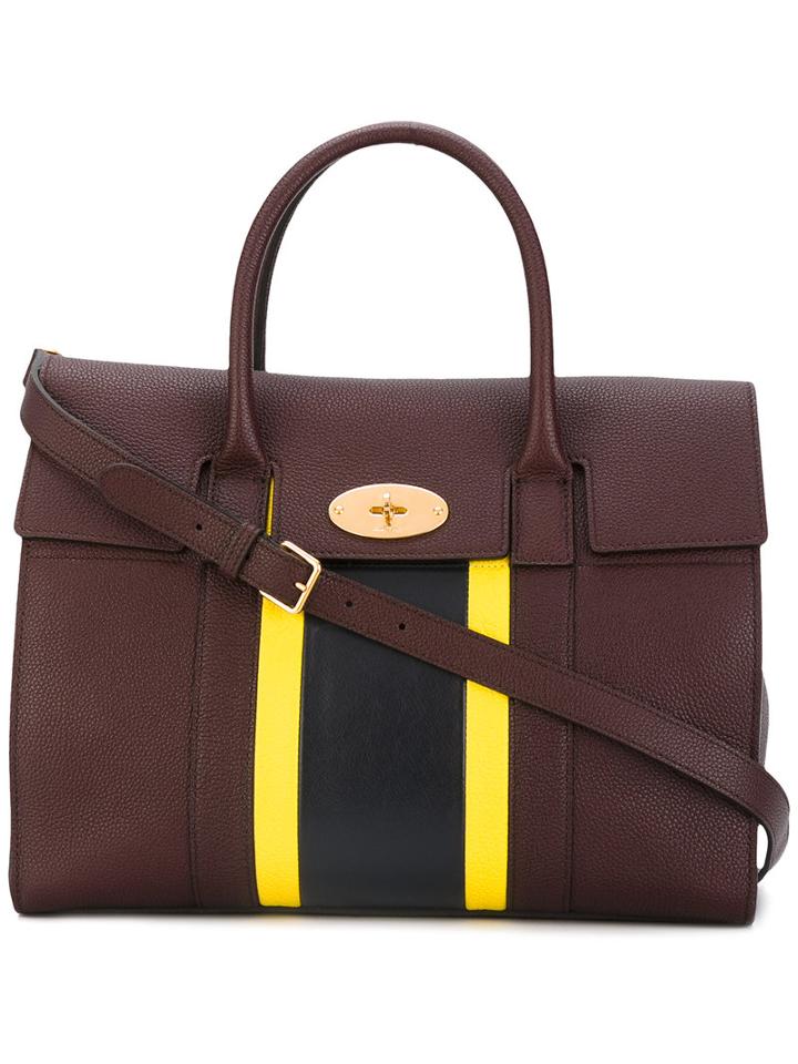 Mulberry - Stripe Panel Tote - Women - Calf Leather - One Size, Red, Calf Leather