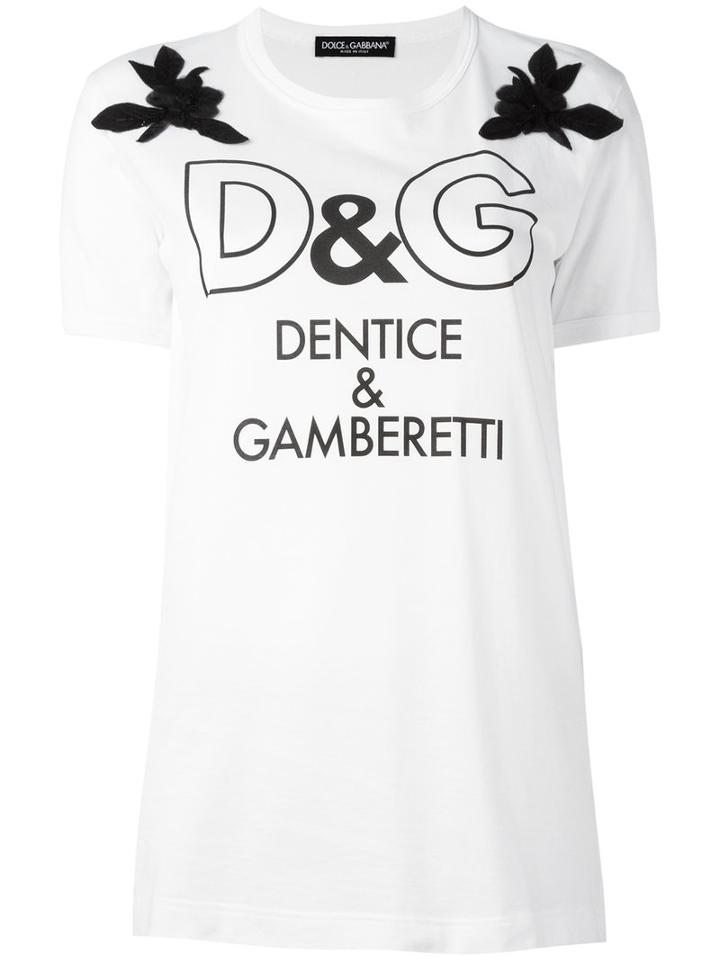 Dolce & Gabbana Printed T-shirt, Women's, Size: 38, White, Cotton