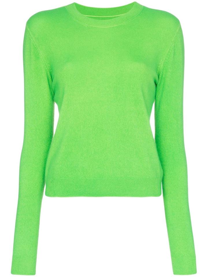 The Elder Statesman Billy Cropped Knitted Cashmere Jumper - Green