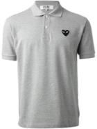 Comme Des Garçons Play Embroidered Heart Polo Shirt, Men's, Size: Medium, Grey, Cotton