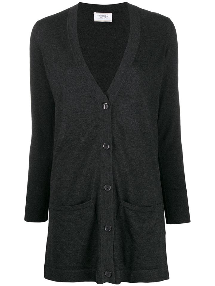 Snobby Sheep Long Button-up Cardigan - Grey