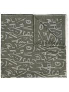 Salvatore Ferragamo Graphic Ferragamo Lettering Scarf, Men's, Green, Wool/cashmere/silk