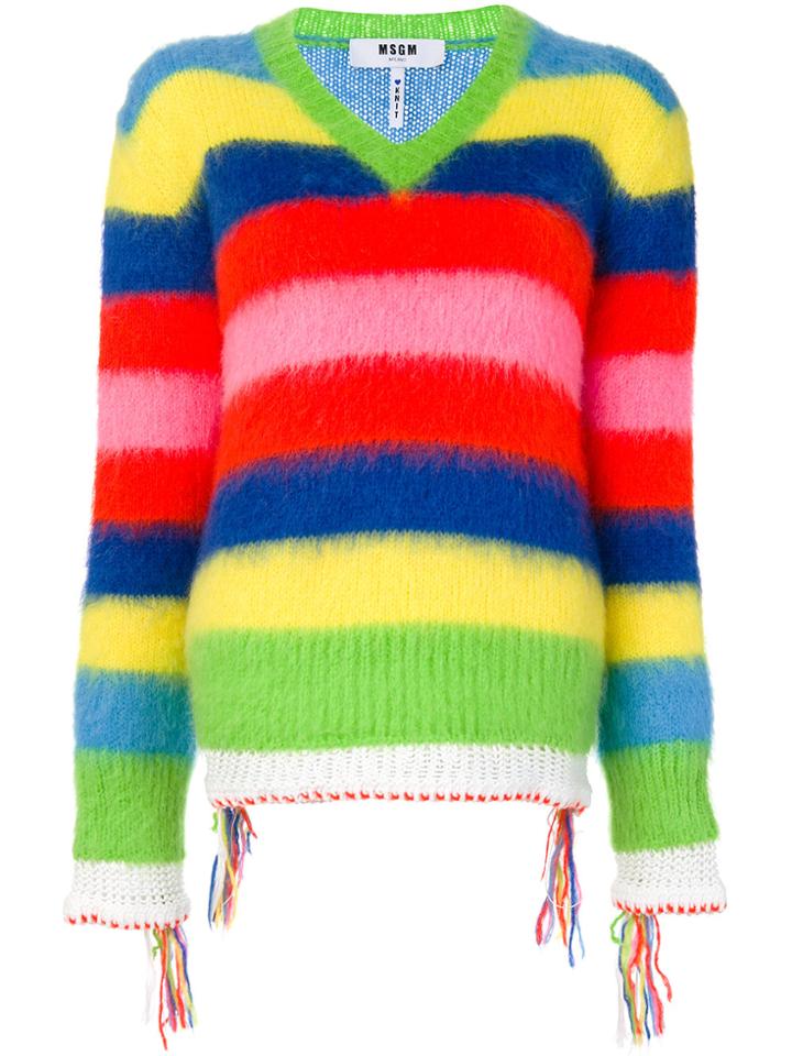Msgm V-neck Stripe Jumper - Multicolour
