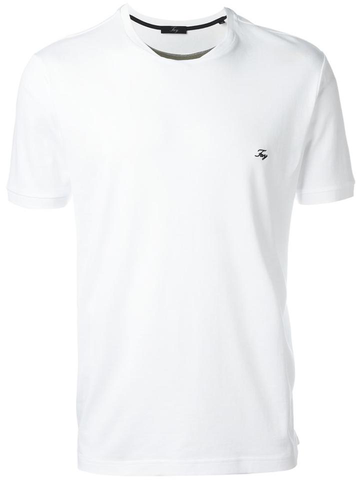 Fay Striped Collar T-shirt, Men's, Size: Xxl, White, Cotton