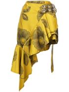 Marques'almeida Belted Floral Ruffle Skirt - Yellow & Orange