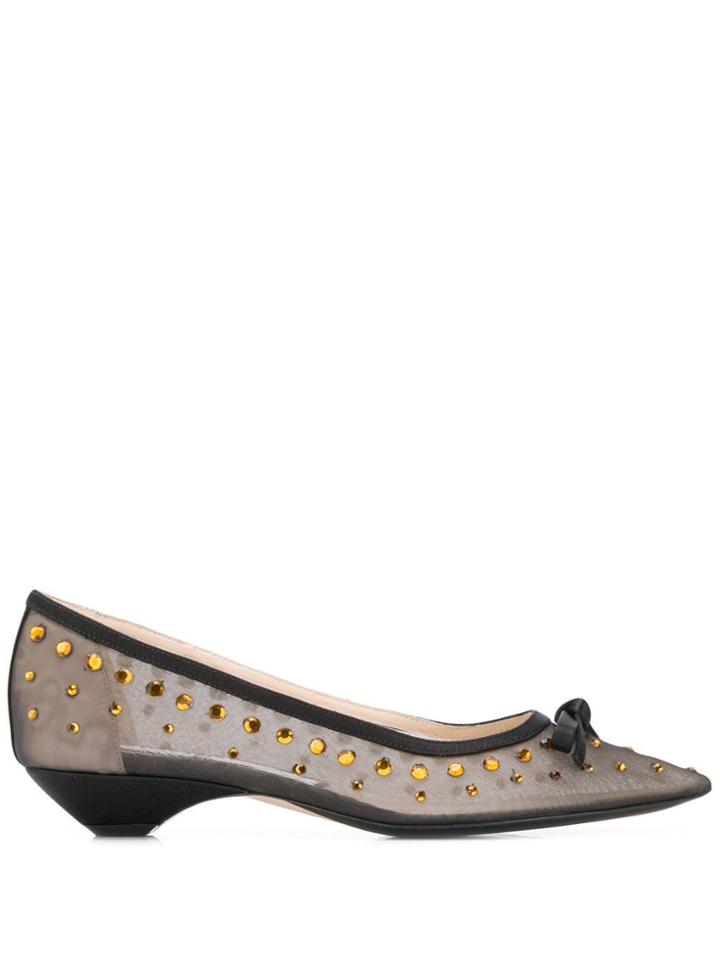 No21 Pointed Toe Ballerinas - Black