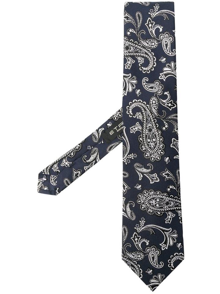 Etro Navy Paisley Tie - Blue