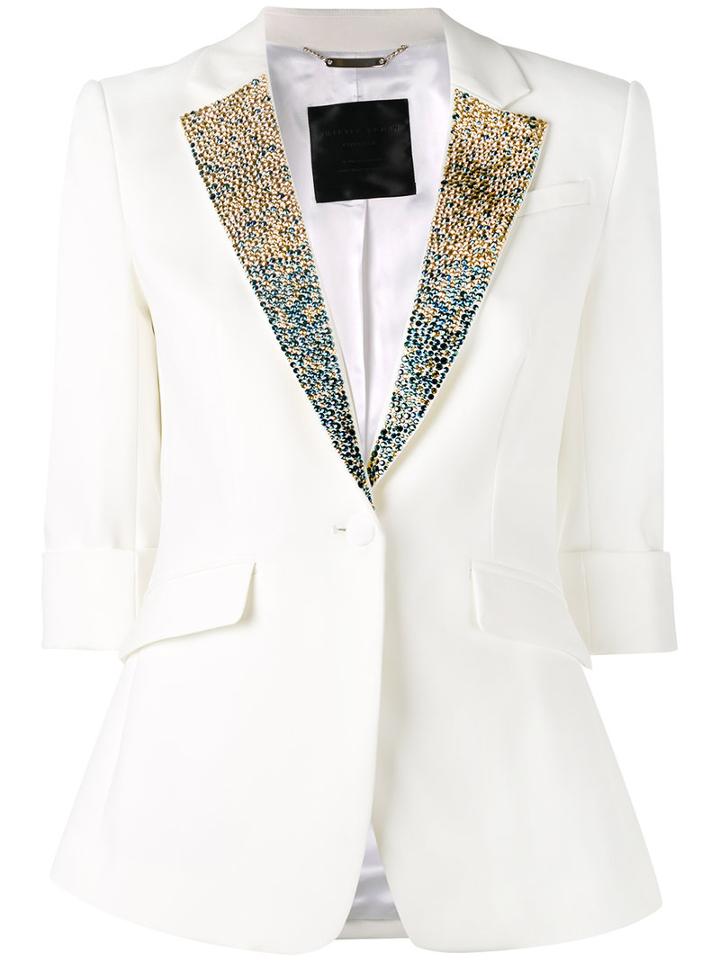 Philipp Plein - Embellished Collar Blazer - Women - Polyester/spandex/elastane/viscose - S, White, Polyester/spandex/elastane/viscose