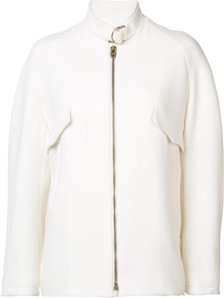 Chloé Buckle Collar Jacket, Women's, Size: 36, White, Cotton/viscose/virgin Wool/polyamide