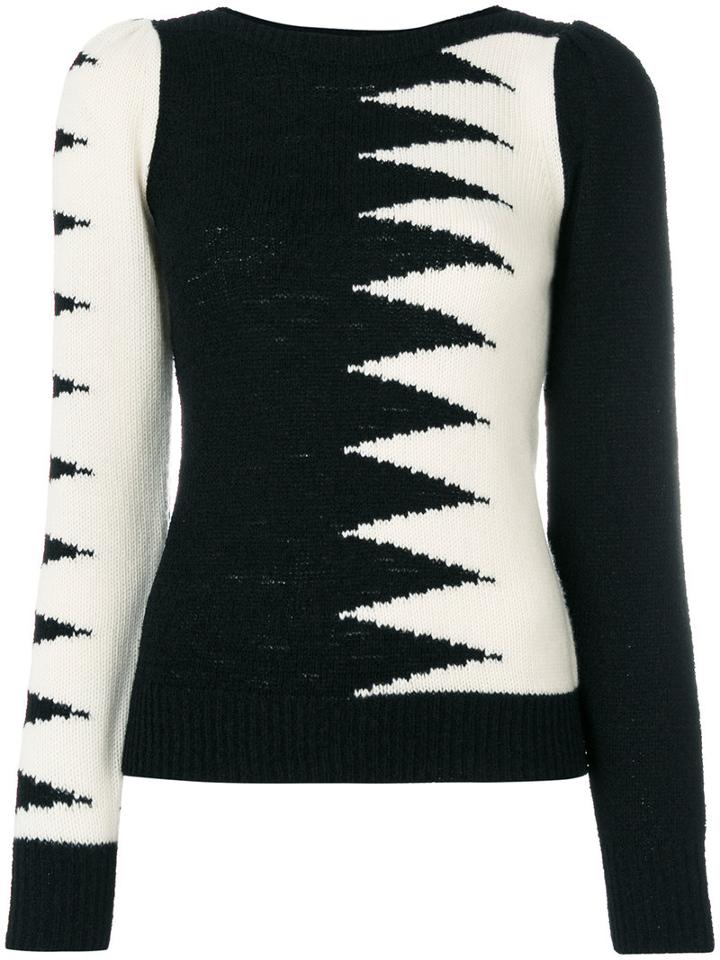 Marc Jacobs - Zig Zag Panel Top - Women - Nylon/viscose/cashmere/wool - S, Black, Nylon/viscose/cashmere/wool