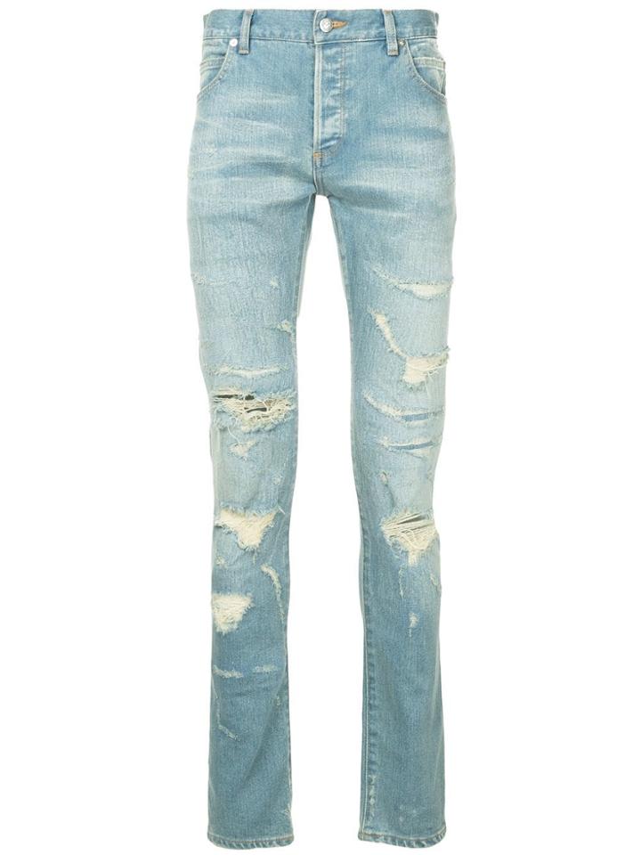 Balmain Slim-fit Distressed Jeans - Blue