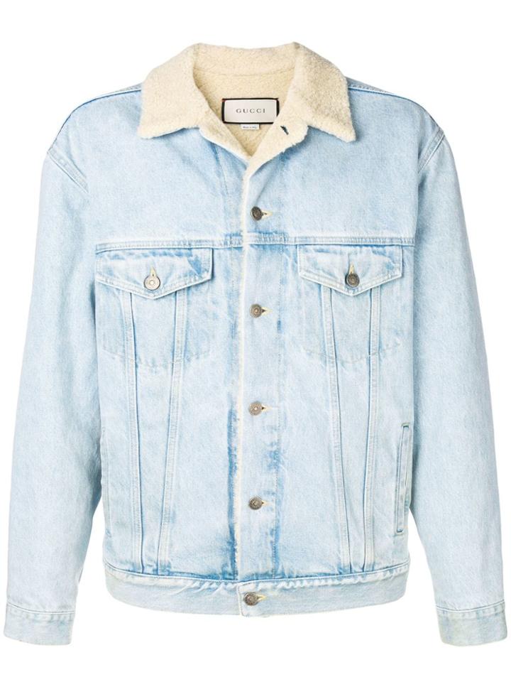 Gucci Paramount Print Denim Jacket - Blue