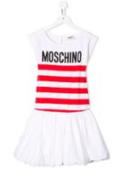 Moschino Kids Striped Sleeveless Dress - White