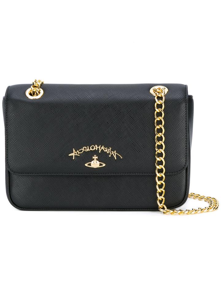 Vivienne Westwood Logo Plaque Shoulder Bag, Women's, Black, Polyurethane
