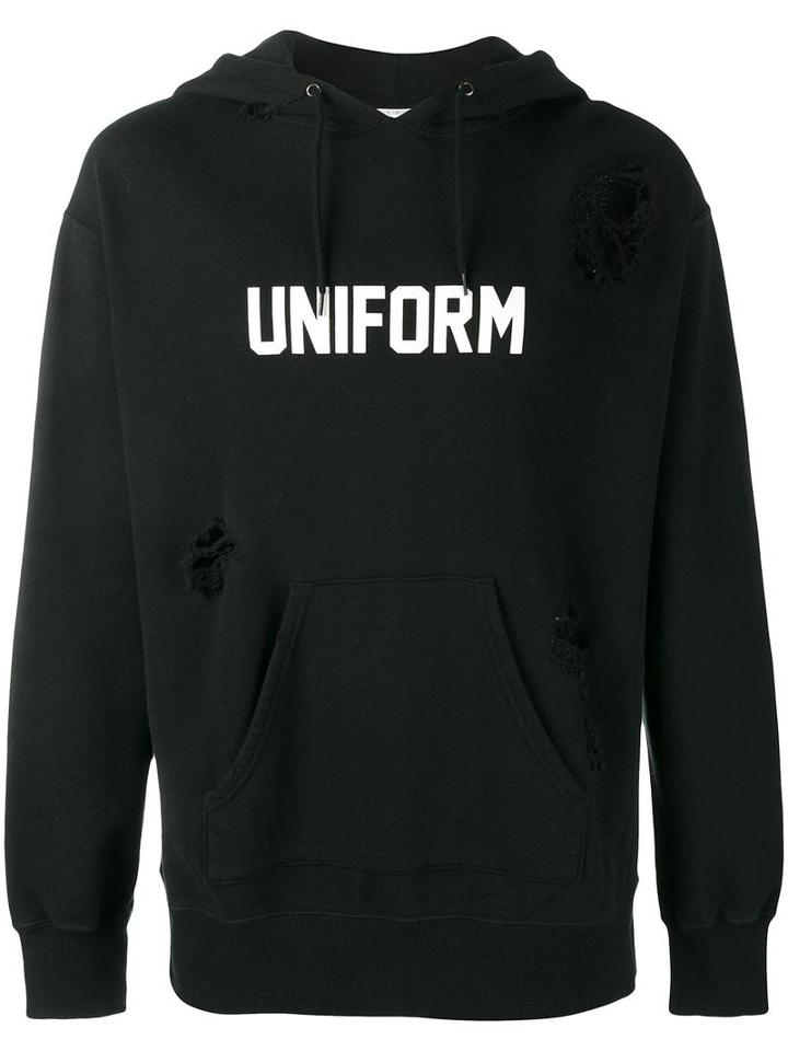 Uniform Experiment Logo Print Hoddie, Men's, Size: 3, Black, Cotton